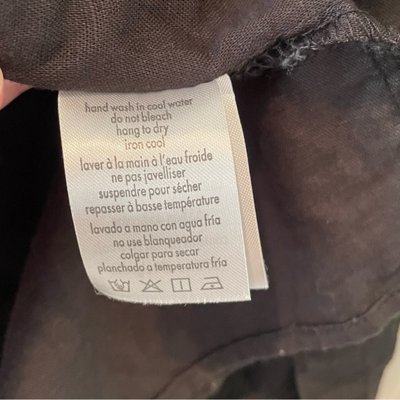 WHOWOREWHAT black linen cotton button down oversized shirt Large nordstrom - Picture 4 of 8